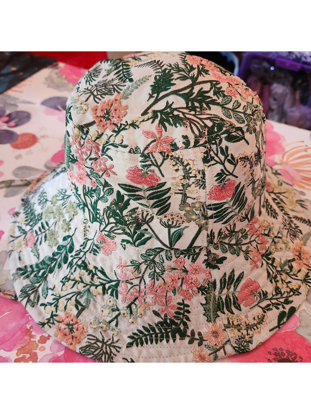 San Diego Hat Company Floral Wide Brim Sun Hat Womens O/S